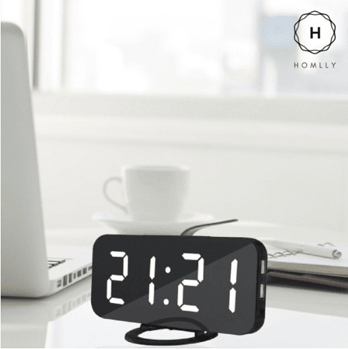 Homlly Bedside Large Digit LED Alarm Clock Charging Port 65%OFF 2 店内全品対象 with USB