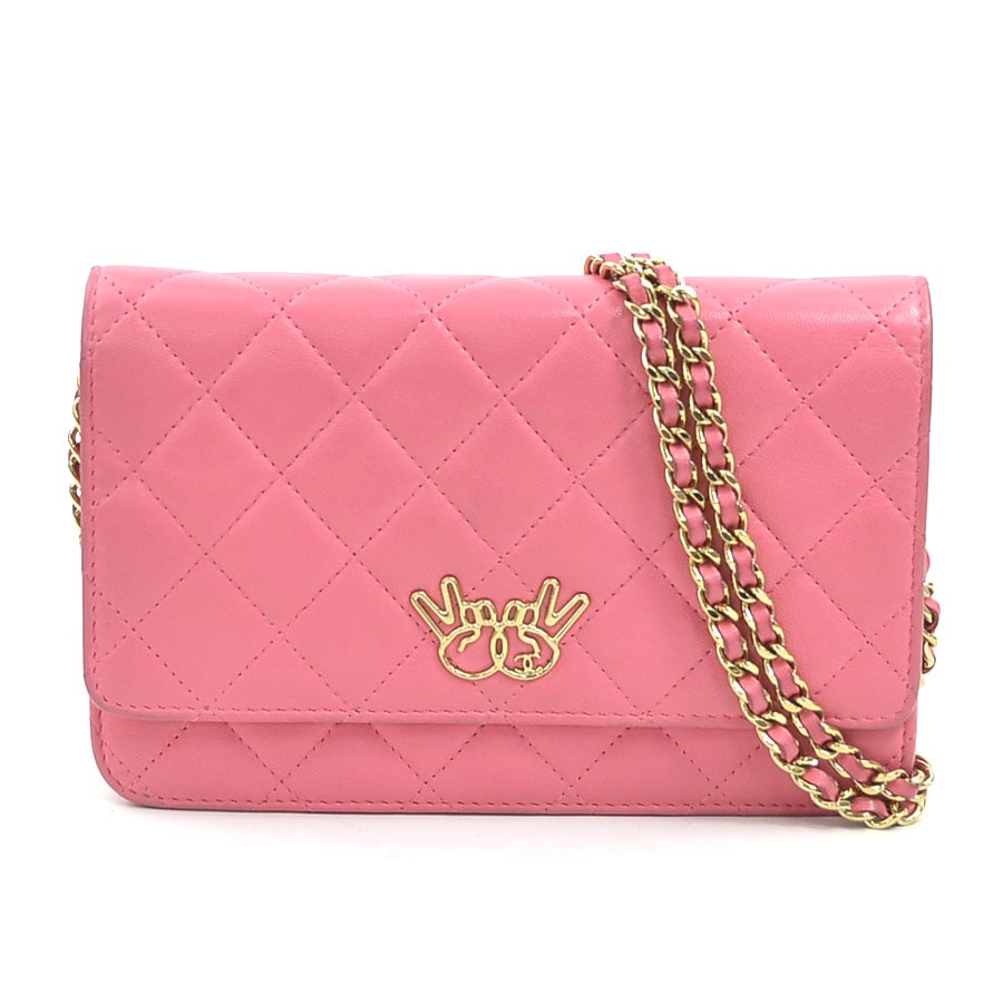 シャネル CHANEL チェーンウォレット ラムスキン ピンク レディース A33814 90227g
