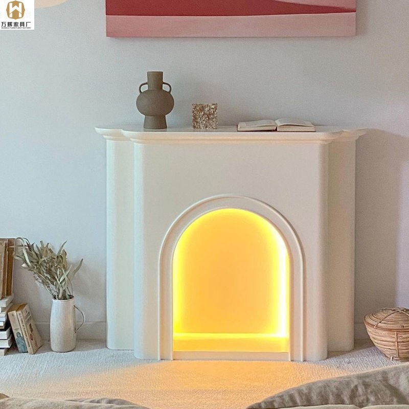 キャビネット 韓国 北欧 暖炉風 デザイン アーチ型 シンプル 展示台 おしゃれ かわいい ラック ライト付き ホワイト インテリア リビングルーム ベッドルーム 玄関