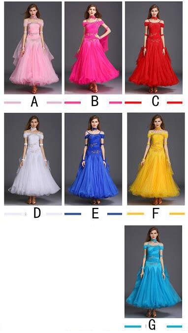 「カラフル 社交ダンス専用」ダンス ドレス 優雅 演出服競技用 ワルツドレス 高級感 エレガント 人