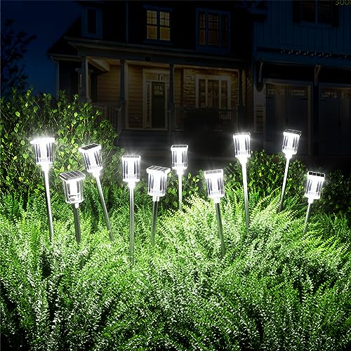 ソーラーライト 屋外 防水 ガーデンライト ソーラー ライト 8LED 明るい おしゃれ 自動点灯 昼光色 高輝度 イルミネーション 庭 芝生 花壇 テラス 歩道 景観 (10個セット)
