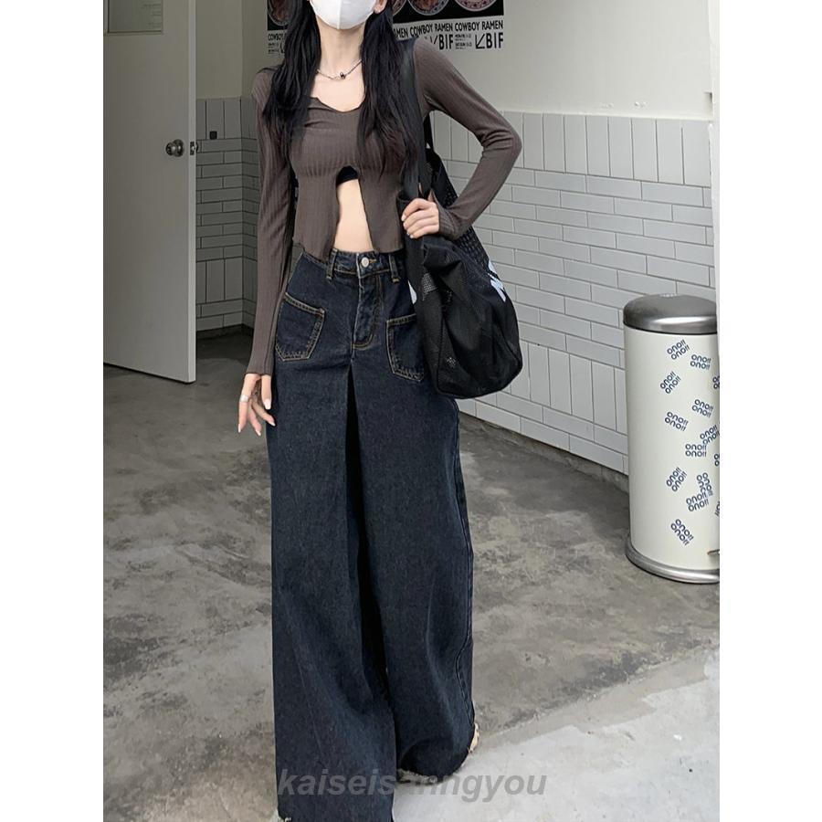 ワイドパンツ レディース ロング パンツ デニムパンツ パンツ 春夏秋 ズボン ストレートパンツ 体型カバー リラックス