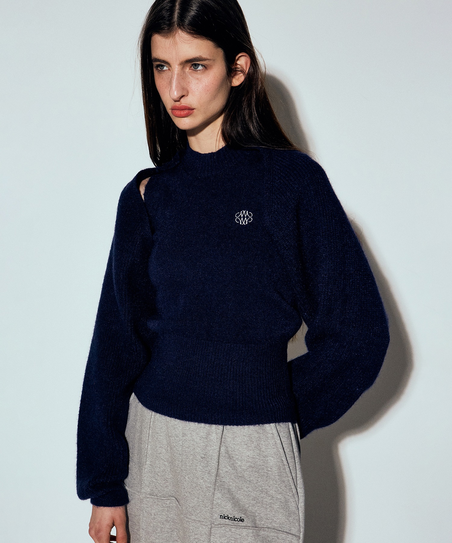 ニック&ニコールニコールボレロニットセットアップ_ネイビー