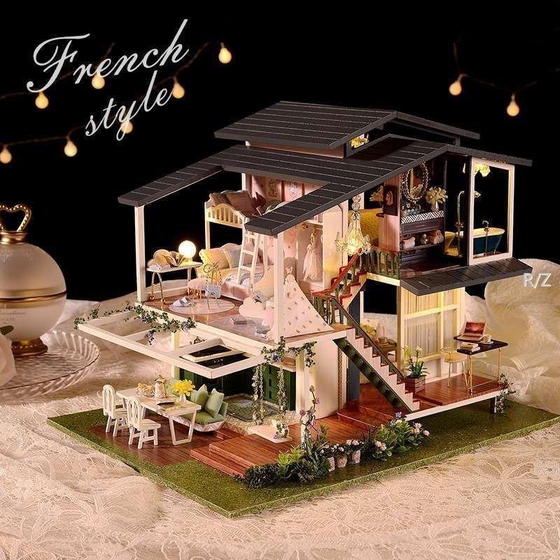beifengzh 0 ng新作ドールハウス手芸ドールハウス知育玩具りキット別荘建物おもちゃ誕生日建物プレゼント子供キッズ大型 じっくり楽しめる元気生活初心者