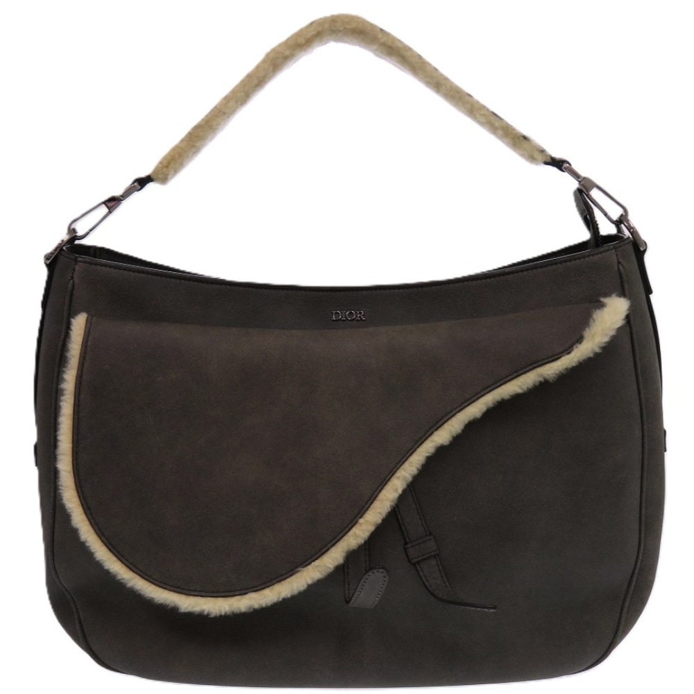 美品 サドル シアリング 00 BO 0292 ショルダーバッグ ムートン/ムートン グレー 1145【中古】 レディース