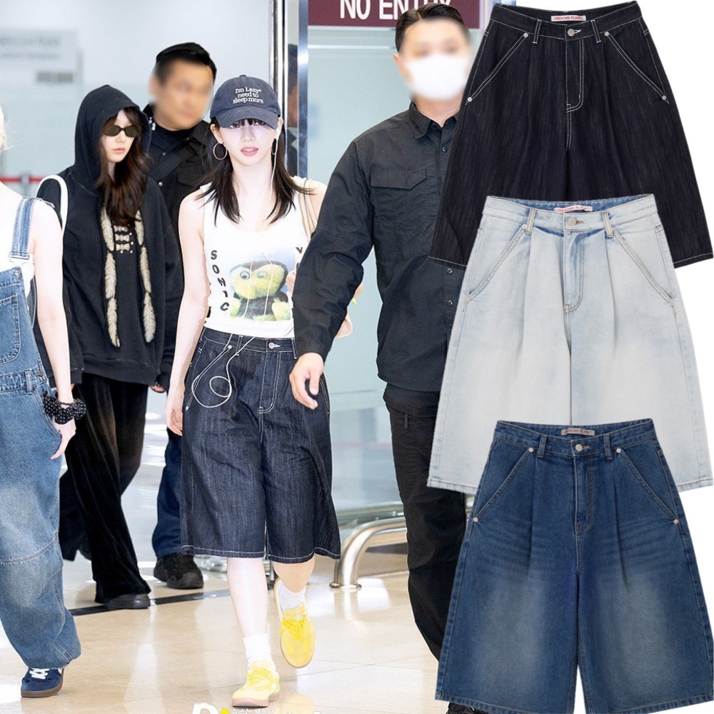 aespa カリナ 着用/Bermuda One Tuck Washed Denim Shorts /ユニセックス
