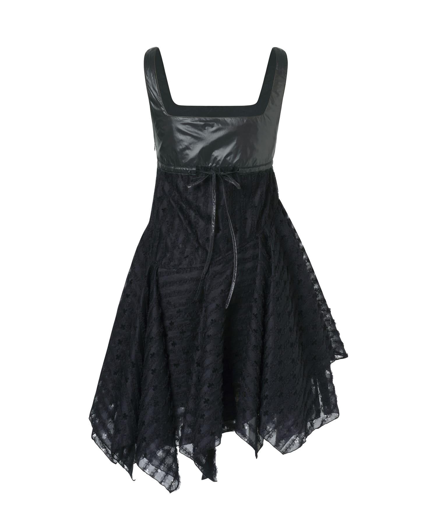 【COYSEIO】 SQUARE NECK LACE DRESS : BLACK