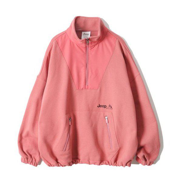 キャンプ ウーブン パッチ ハーフネック ジッパー 男女共用 アノラック Tシャツ JN5TSU856DO