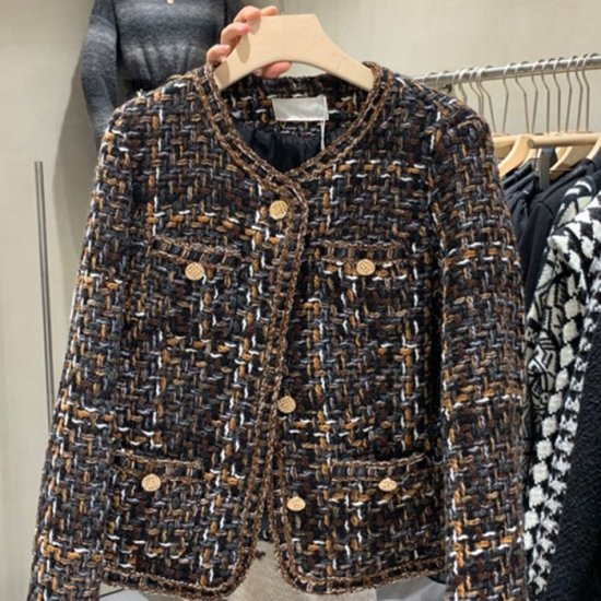 ジャケット レディース ツイード 韓国 アウター 秋冬 秋冬新作 新入荷 ショート丈 大きいサイズ ゆったり 冬レディース ノーカラー カジュアル おしゃれ ツイードジャケット ノーカラージャケット