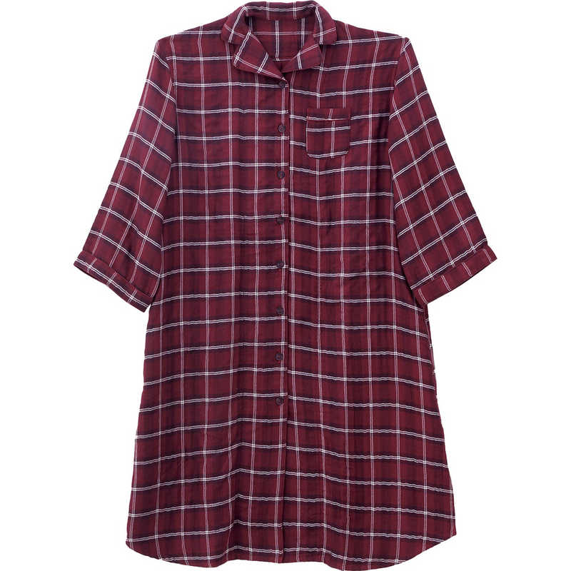 タオル美術館　レディースガーゼワンピースパジャマ ボルドー cococi LDK