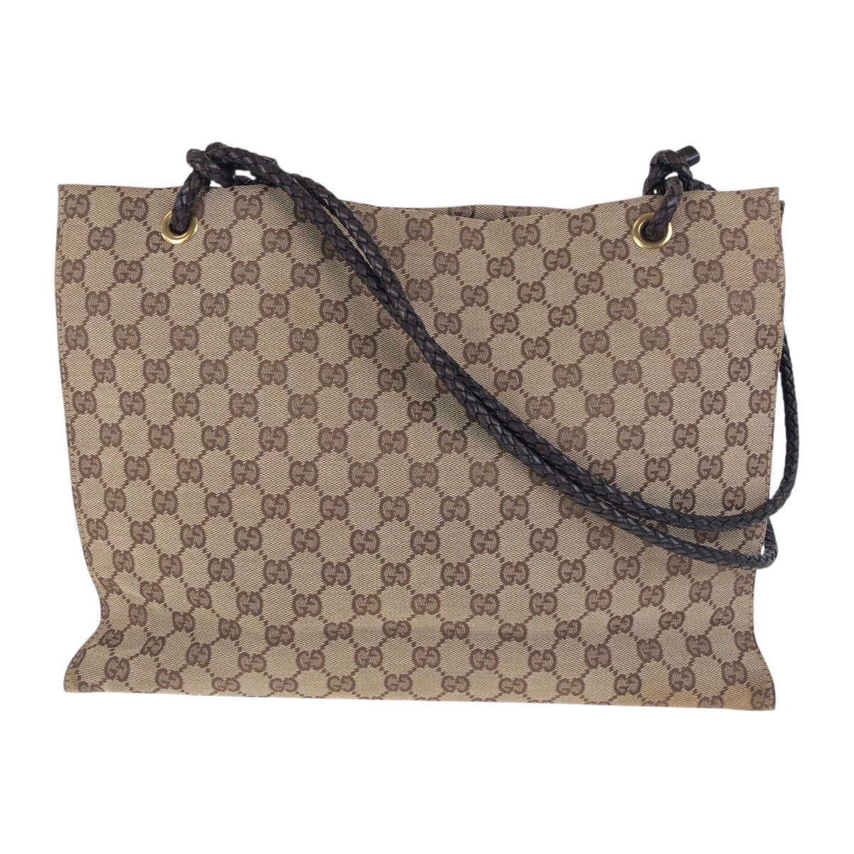 美品 ベージュ ブラウン ゴールド金具 GGキャンバス/レザー 109140 トートバッグ ショルダーバッグ レディース 505024