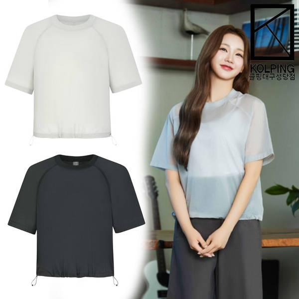 女性の夏のカジュアルなベーシックなカラー感ラウンドウーブンTシャツKWT4963Wサマー