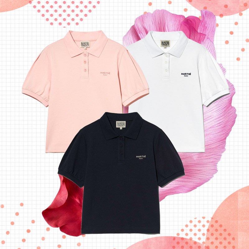 W PIQUE PUFF SLEEVE TEE 3color 半袖 ポロシャツ ロゴ 韓国 ブランド 正規品