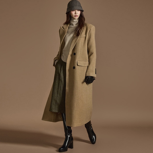 J2486 ヘリンボーン ダブル コート 16,027円