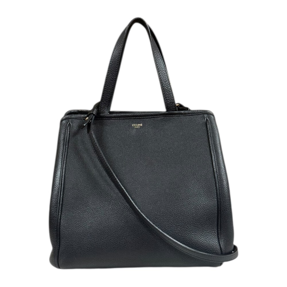 セリーヌ スモールフォールドカバ ショルダーバッグ レザー 194073 ブラック CELINE 中古
