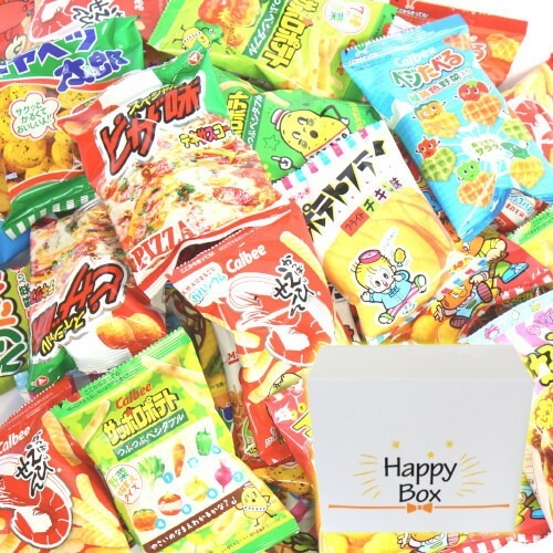 (地域限定送料無料) ハッピーボックス 大量！駄菓子スナックセット A (10種計34コ)サービス品