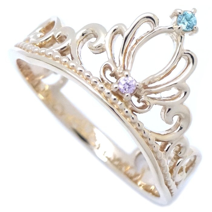 ティアラモチーフ リング 指輪 トルマリン 10.5号 王冠 K10YG イエローゴールド/293210【中古】