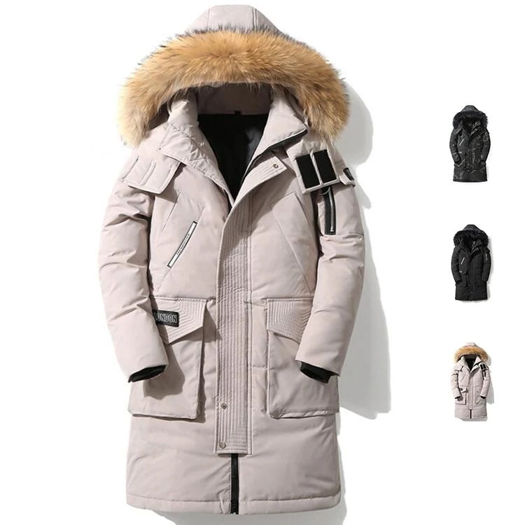 メンズ ロングコート ダウンジャケット フード付き ブルゾン 厚手 防寒着 暖かい ビジネスジャケット 冬物 アウター