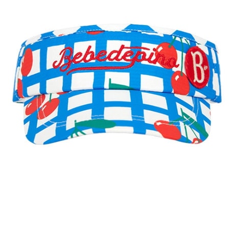 韓国 子供 帽子 オールオーバー チェック サンバイザー ブルー ピンク 花見 バカンス ピクニック