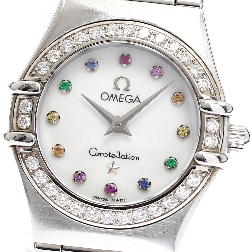 オメガ OMEGA 1460.79 コンステレーションミニ マイチョイス アイリス カラーストーン ダイヤベゼル クォーツ レディース _886895【中古】