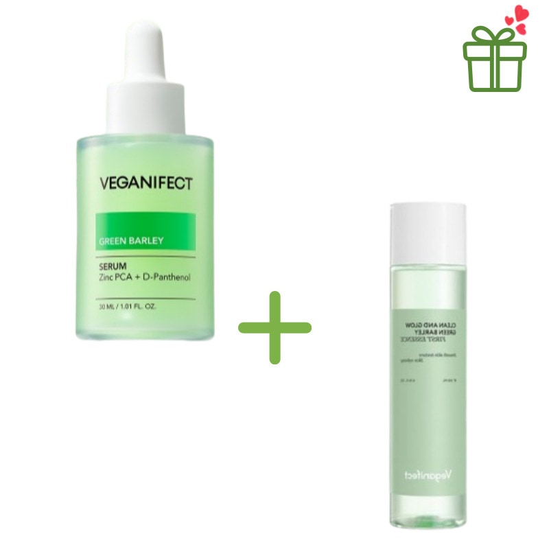 【ビ―ガン毛穴ケア セット】青麦ジンクセラム30ml＋ファーストエッセンス200ml／テカリ・キメ乱れにうるおい集中/毛穴ケア+テカリ防止+ビーガン美容液+青麦エキス+ファーストステップケア+ランダム