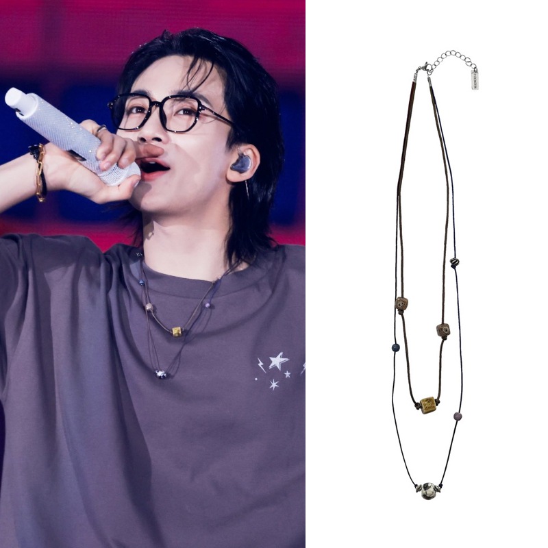 【P:ReinSein】Antique stone layered necklace▲SEVENTEEN着用 Qoo10] REINSEIN [SEVENTEENジョンハン着用] A : メンズバッグ