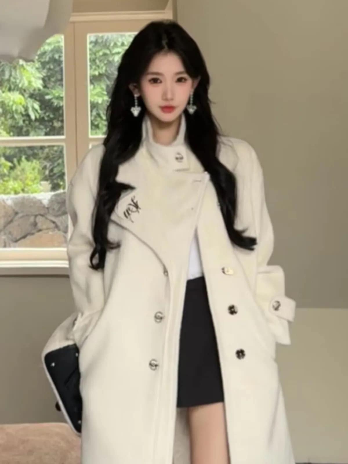 防寒秋冬 あったか アウター韓国風コートスタイルアップかわいいブルゾンファー付きファッション系裹起毛大人ゆったりカジュアルストリートサイズレディースムートン襟ゆるダボ シルエット学生通学丈