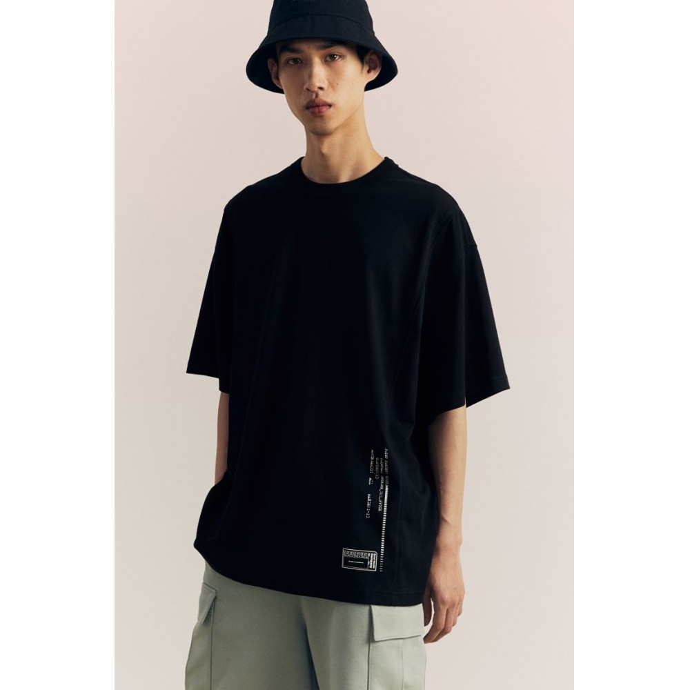 H&M ルーズフィットプリント T シャツブラック