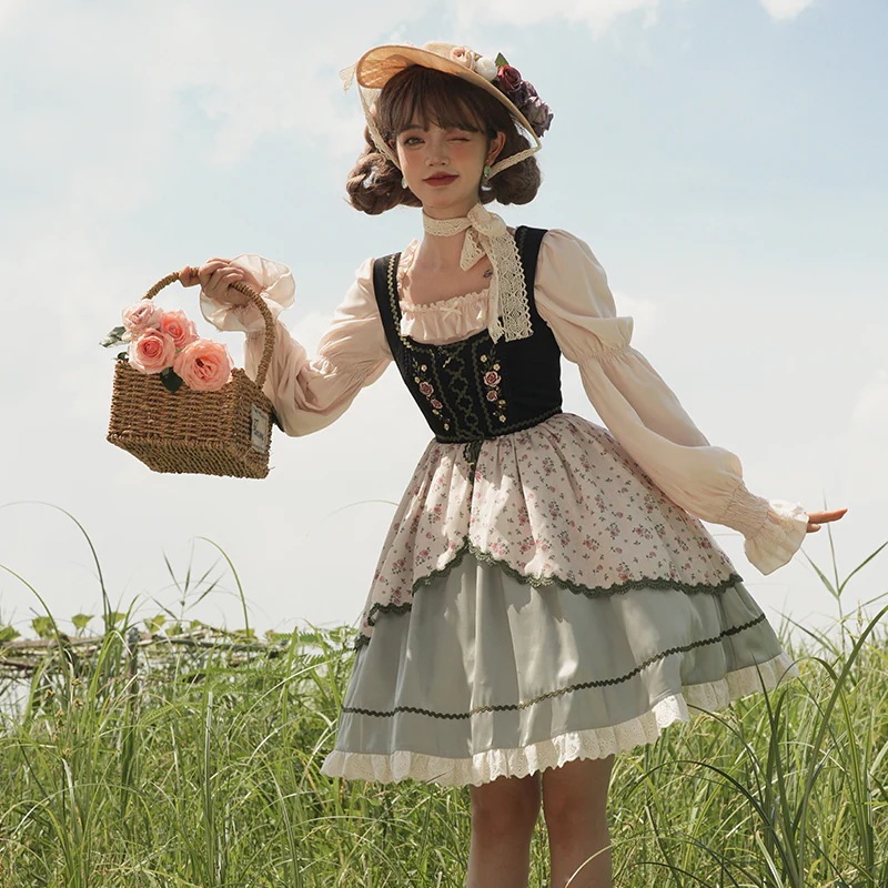 ハイジの夢wpオリジナルデザイン刺繍プリント パストラルclaバイエルン少女jsk Lo Spring Style