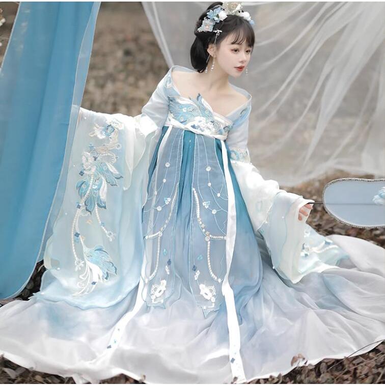 仙女古典美人服 振袖唐装漢服　豪華刺繍レディース中国魏晉風漢服　チャイナ服 通常着　仮装 学園祭文化祭 中国古代衣装 女性 舞台衣装 コスチューム写真撮影 中
