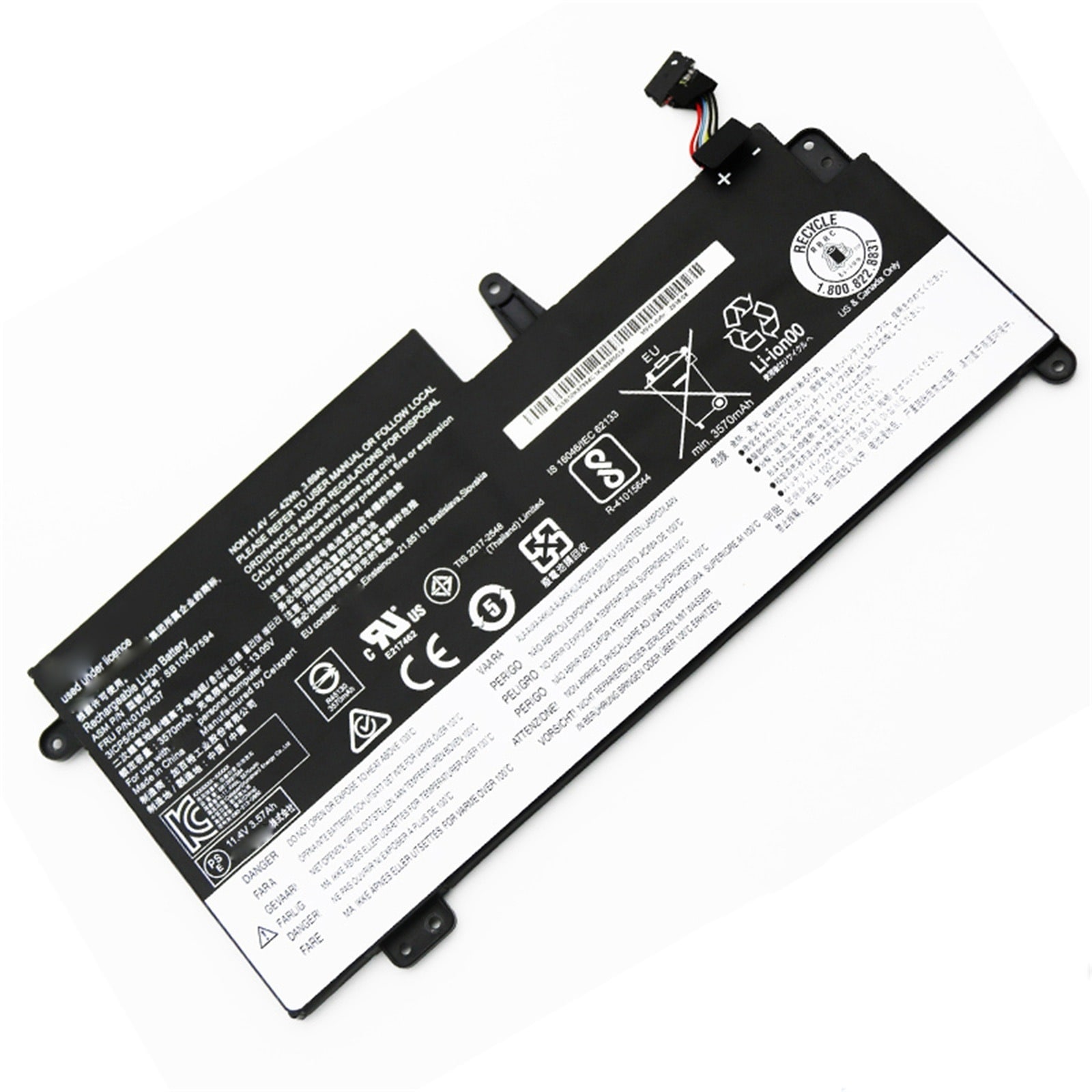 SB10K97594バッテリー 電池・Lenovoノートパソコン互換 42Wh/3690mAh S2 2rd Gen TP00081A TP00081B 01AV401 SB10K97592 SB10