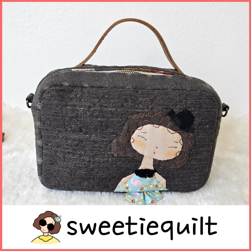 【sweetiequilt】 オーダーメイド　100％手作り ベッキー 四角ポーチ&クロスバッグ／ハンドメイド／キルティング／恋人プレゼント　キルト
