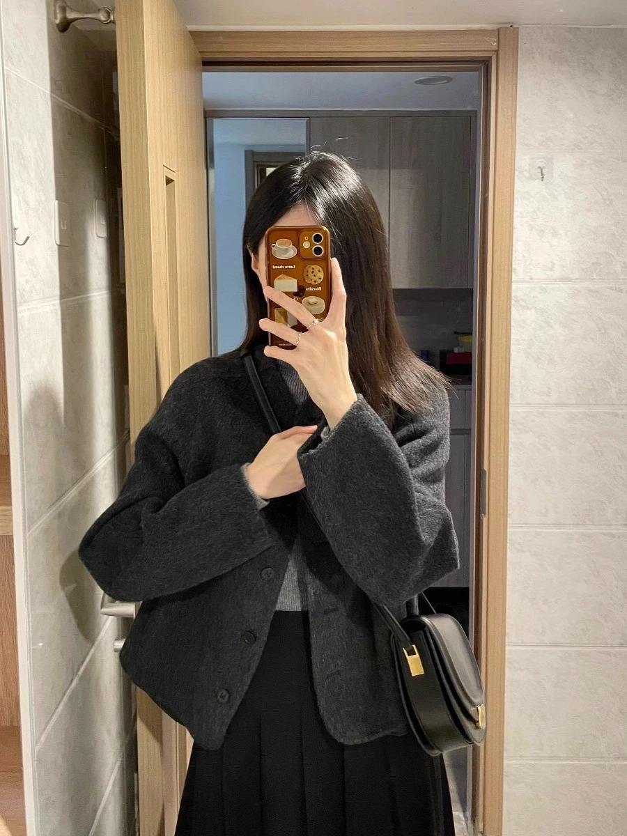 ジャケット女性秋冬新しいスタイル小さなハイエンドレトロスリムウールショートトップ