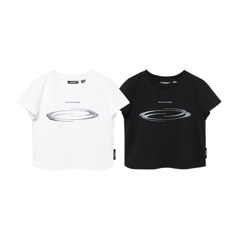 [IVE レイ 着用] [OPENING PROJECT] W Cropped Symbol T Shirt - 3D 韓国 アイドル 半袖 Tシャツ トップス レディース