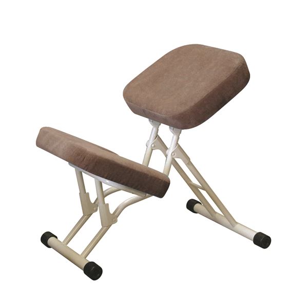 学習椅子/ワークチェア (ライトブラウン×ミルキーホワイト) 幅440mm 日本製 折り畳み スチールパイプ