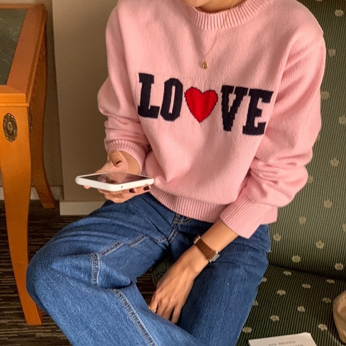 ラブニット (愛らしい秋ニットウールニット今日のニットコーディネートルック)