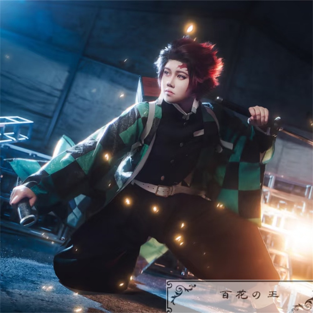 在庫品 全面改良 暗紋付き 竈門炭治郎 鬼殺隊制服 コスプレ衣装 コスチューム