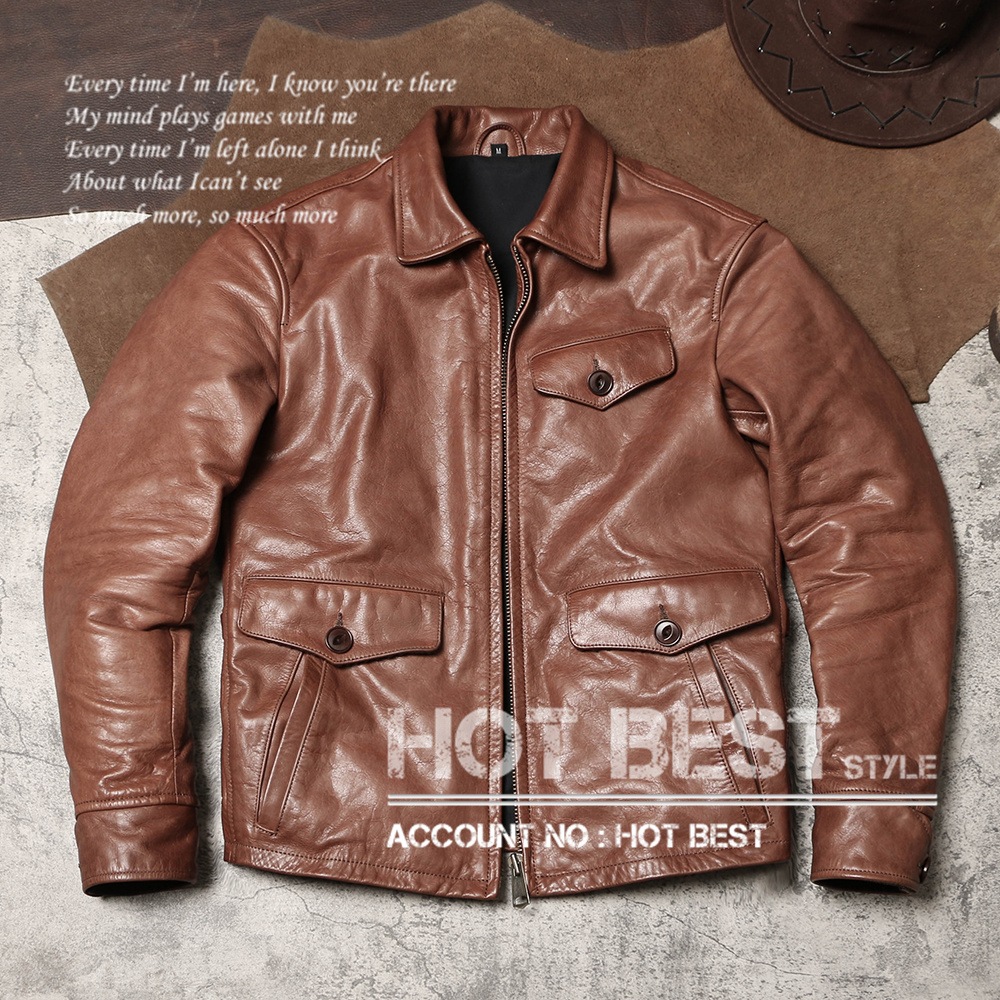 1.3mm カウハイド 20s ニュースマンコート レザージャケット ギフト メンズ 革ジャン カーコート ブレーキマン 染料仕上げ 牛革