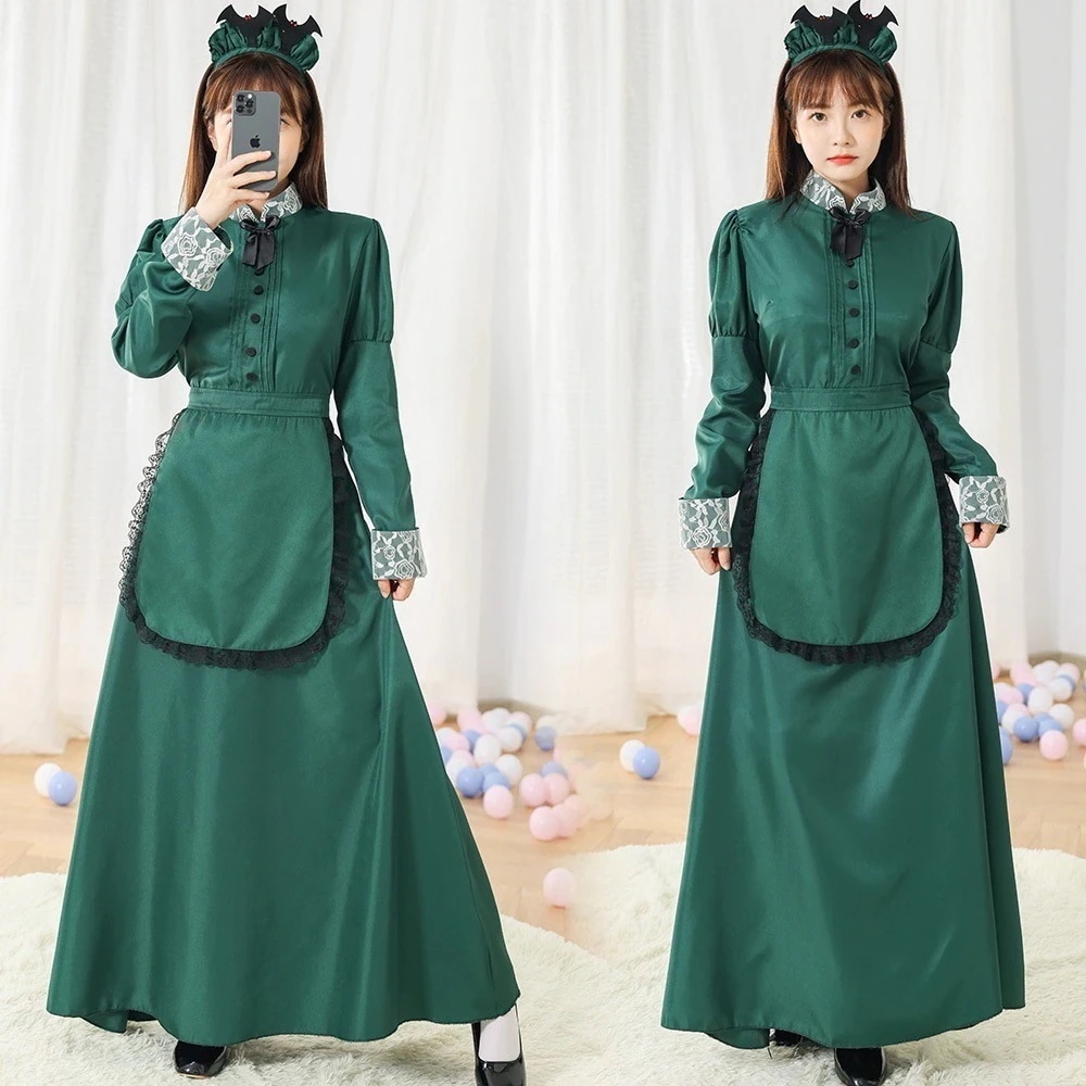 仮装衣装気質メイドロングスカートコスプレ女装ワンピースコスプレメイド制服 コスプレ ハロウィン