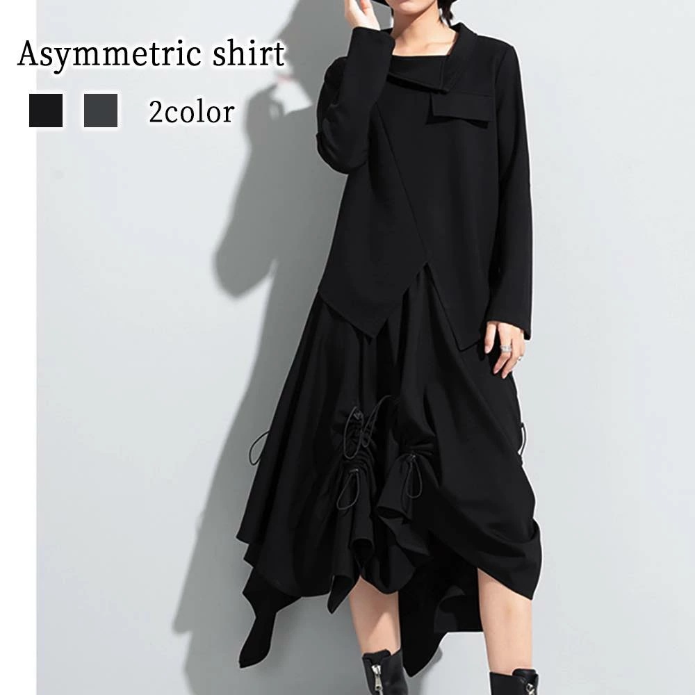 シャツ レディース アシンメトリーシャツ 長袖 暖かい スポーツ かわいい おしゃれ 秋 厚手 ブラウス カットソー しわになりにくい 麻 ポロシャツ 大人 ゆったり 春 形態安定 ランニング 事務服