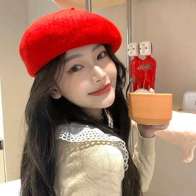 Qoo10] 日本のレトロな赤いベレー帽女性の秋と冬の