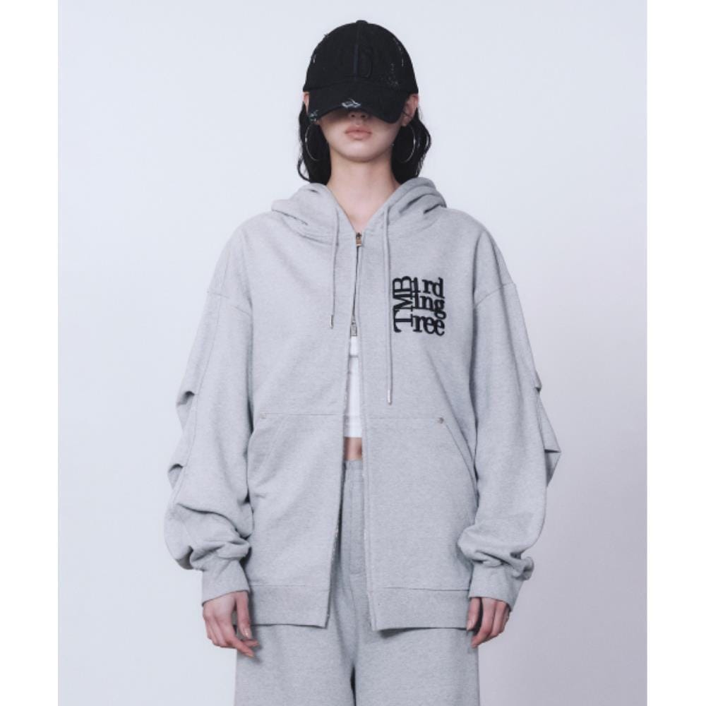 TREEMINGBIRD TMB Square Logo Sweat Hoodie Zipup Gray T
