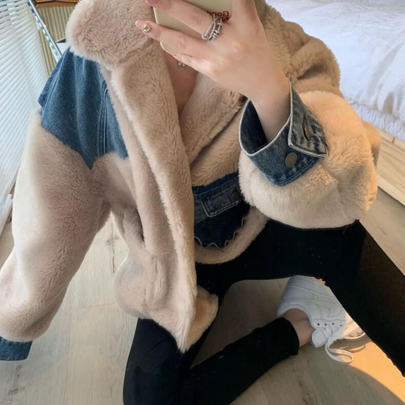韓国ファッション レディース長袖 デニムジャケット アウター裏起毛 防寒 暖かいNNZ65