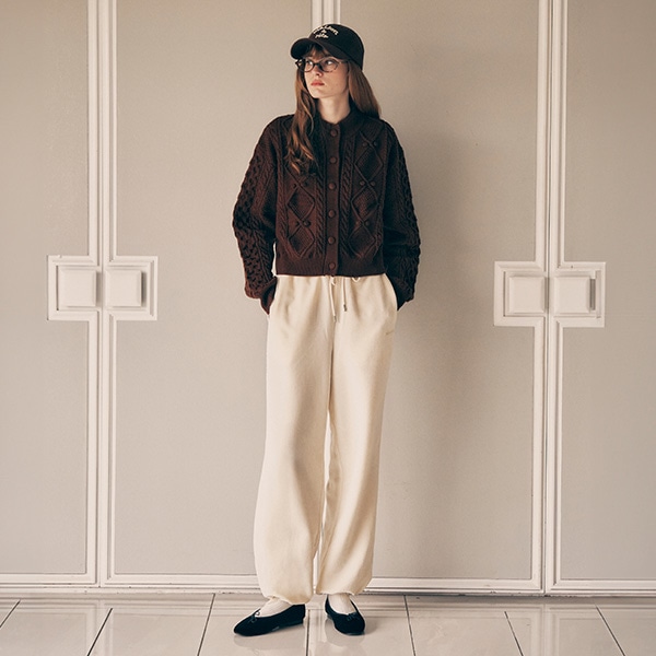 VELVET LACE TRACK PANTS IVORY
