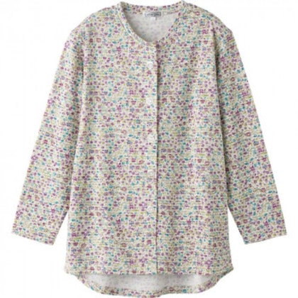 ケアファッション カットマグネット釦カーディガン(指先ストレッチ)(婦人) 赤パープル M～L 82060111