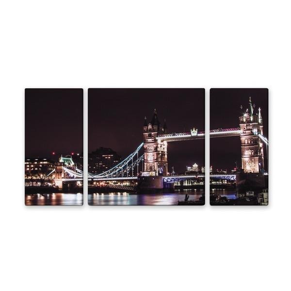 アート アートパネル 写真 3枚セット 大型 100×50cm アートパネル 壁掛け キャンバス 3分割 インテリア 風景 ロンドン タワーブリッジ 夜景