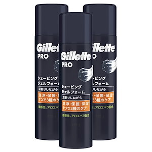 ジレット PRO(プロ) シェービングジェルフォーム 195gx3個 濃厚な泡に変化するジェル 3種のケア 髭剃り カミソリ 男性 メンズ【まとめ買い】