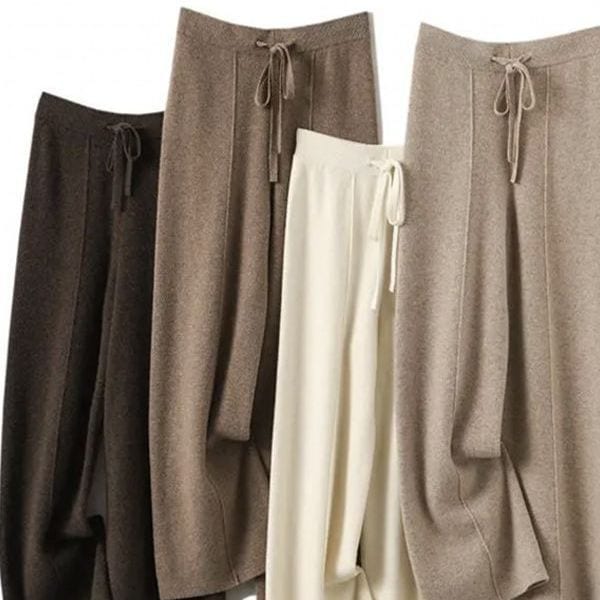 純粋なウールのニットのワイドレギンスのズボン