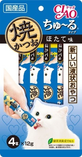 （まとめ買い）焼かつおちゅるタイプ ほたて味 12gx4本入り 4R-105 猫用 [x24]