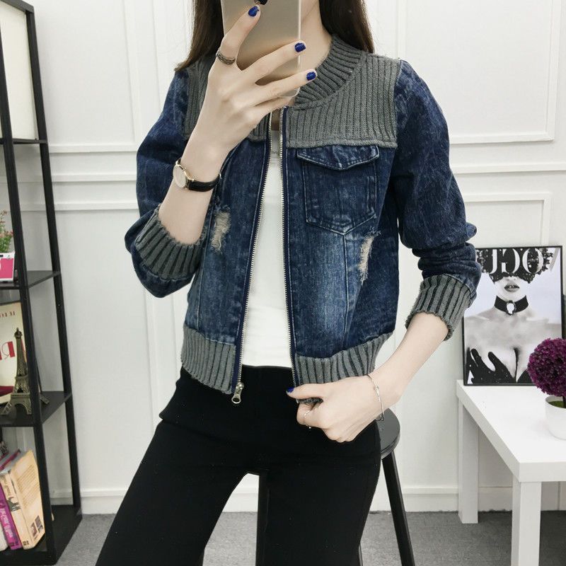 春と秋の新作デニムコート女性韓国版ショート丈ファッション長袖百合着やせ見えトップスカーディガンミニコート 15,905円